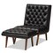 Baxton Studio Annetha Black Upholstered Walnut Finished Wood Chair And Ottoman Set 144-7933-7934 - alternate 1